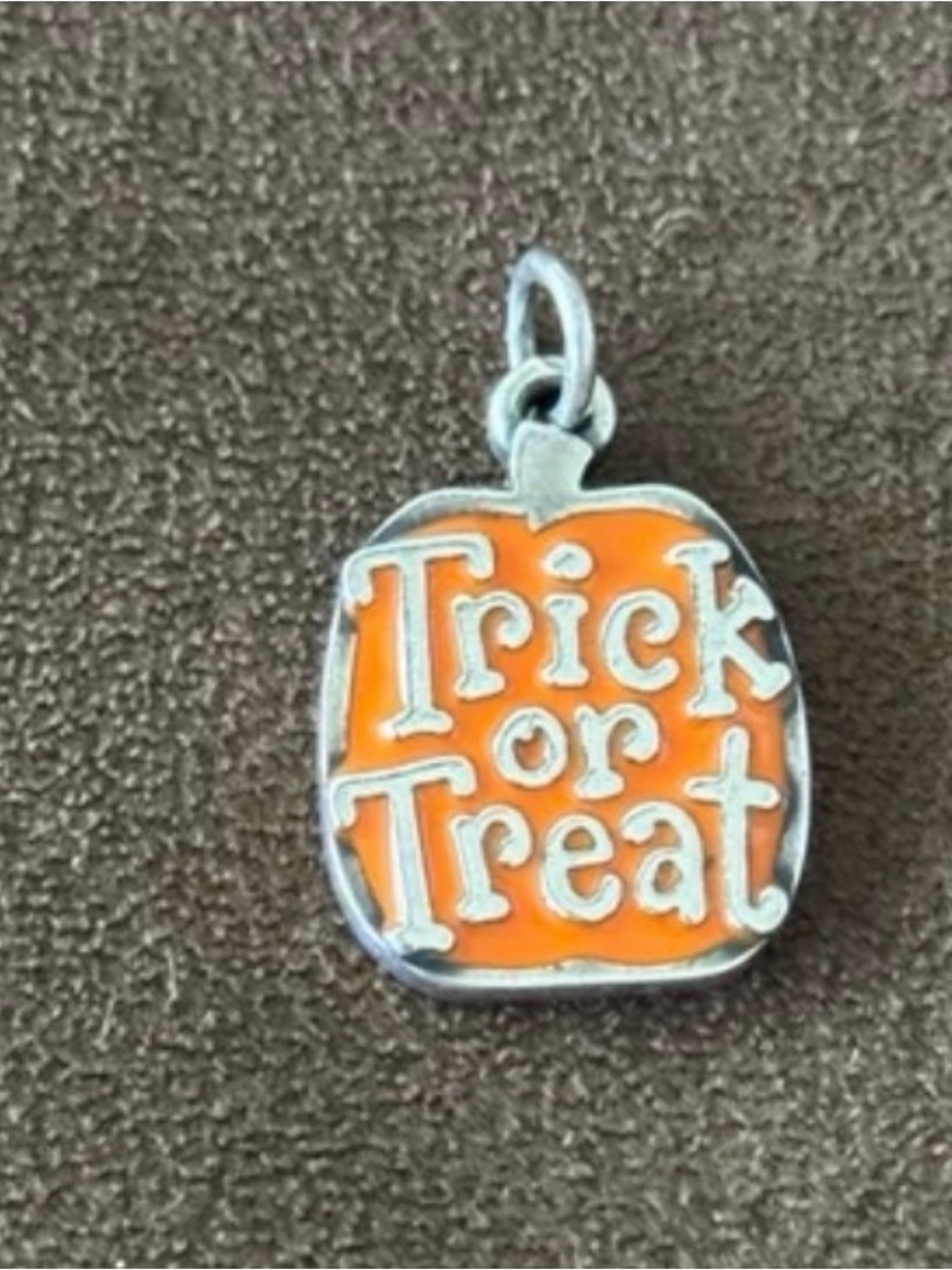 James Avery Orange Pumpkin 'Trick or Treat' Enamel Charm Halloween silver